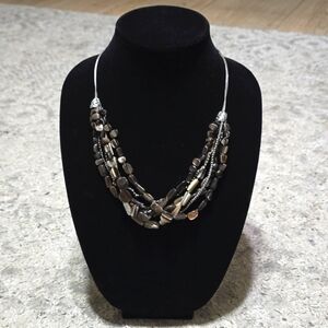 ✨️4/$20 Multi Strand Natural Shell & Glass Beads Silver Chain Necklace